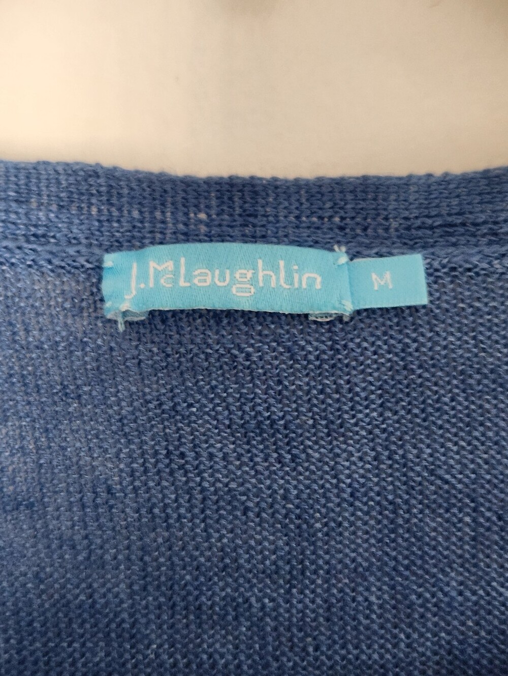 J. MCLAUGHLIN linen Sweater Top Blue Knit Size M - Picture 2 of 8